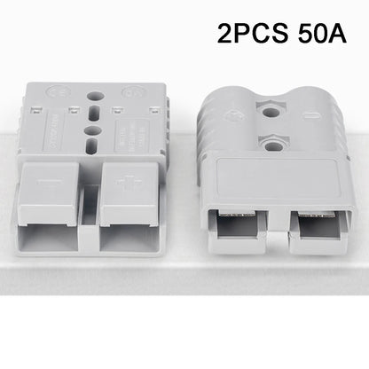 50A Anderson Plug Connector 600V Grey Red Straight Plug for Solar Cable, Ships Yachts RVs, 6AWG