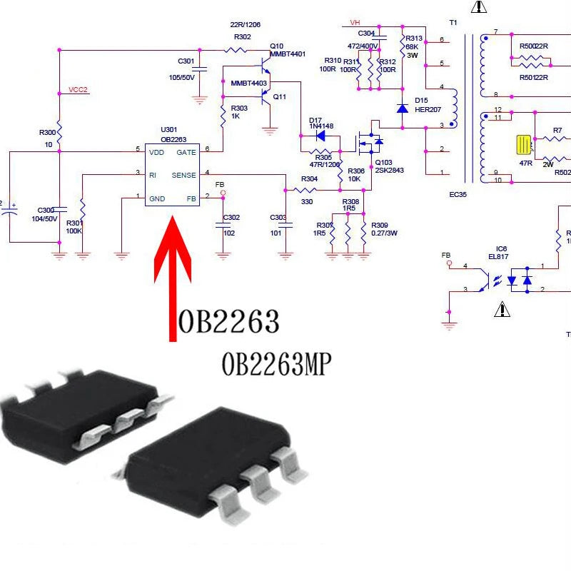 5PCS OB2263MP SOT23-6 High-Performance Power Management IC OB2263