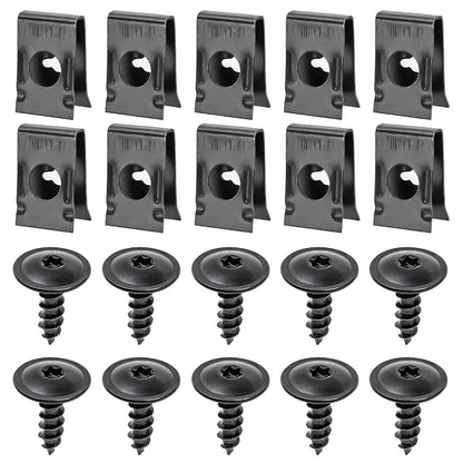 U-Shaped Metal Spacers & Self-Tapping Screws Kit for Car & Motorcycle — M4 M5 Iron U-Clips Fastener Set