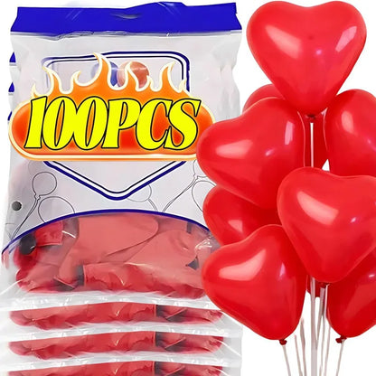 10 Inch Heart Shaped Balloon Valentine Day Latex Red Heart Love Inflatable Balloons for Wedding Party Anniversary Decor Supplies