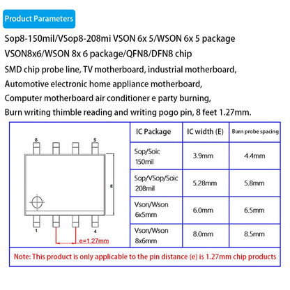 SOP8/WSON8/QFN8 Mini Spring Pin Test Probe for IC Programming and Hard Drive Repair
