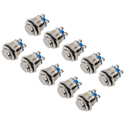 Button Switches 10pcs High Quality Waterproof 16mm Push Button Switches for Relays and Electromagnetic Starters