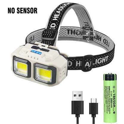 Powerful LED HeadlampTorch USB Rechargeable Flashlight Headlight Waterproof Head Light Camping Fishing Mining Light Lamp Torch