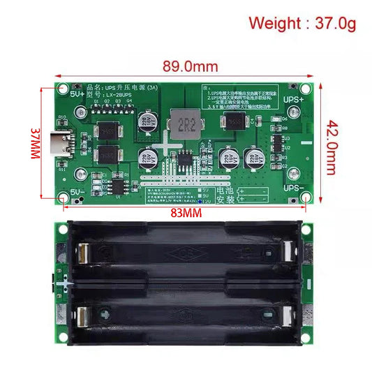 3A High-Power 18650 Lithium Battery Boost Module 5V-12V Charging and Discharging Board for UPS