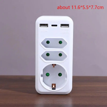 16A Plug Adapter Travel Charging German Standard Power Converter For Portugal Turkey 1 To 3 Plug EU Socket Adapter With Switch