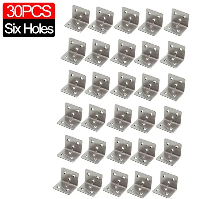 Universal Stainless Steel 90 Degree Corner Bracket Right Angle Fixed Bracket for Wood Furniture Bedframe Cabinet Accessories