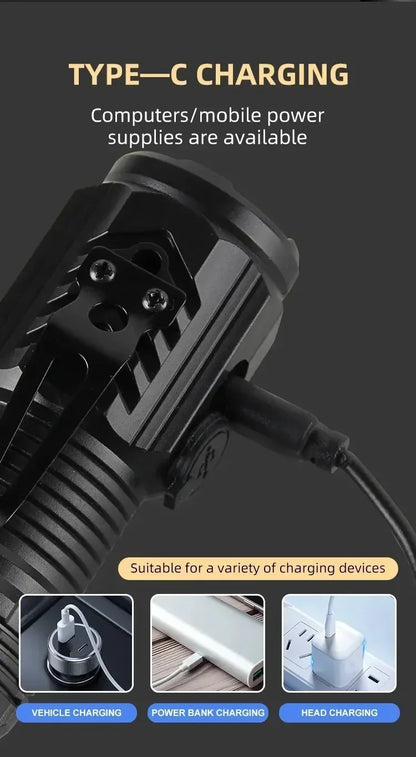 Mini Tactical Flashlight 3*SST20 LED USB Rechargeable High Power Torch