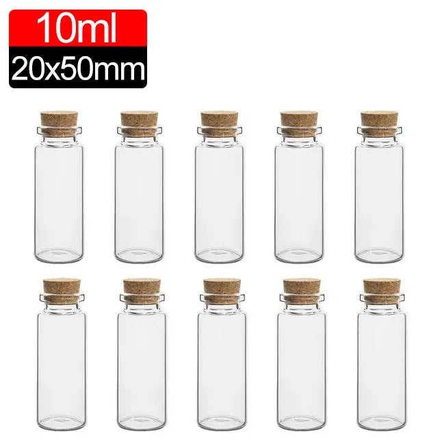 Mini Glass Bottles with Cork Stoppers DIY Wishing Vials 50/10PCS