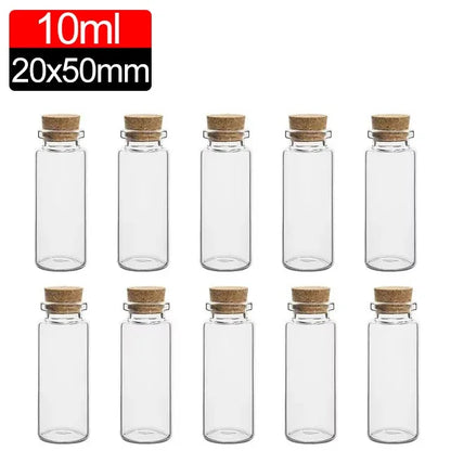Mini Glass Bottles with Cork Stoppers DIY Wishing Vials 50/10PCS