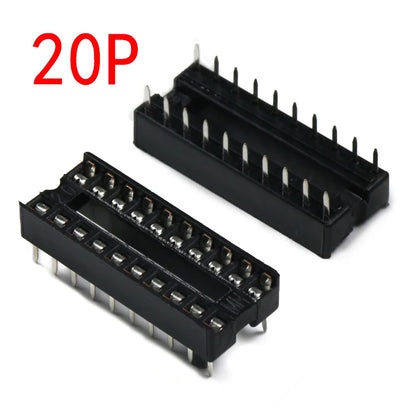 DIP IC Sockets — 6 to 28 Pin Narrow Body, Solder Type, -40°C to 85°C (5-Pack)