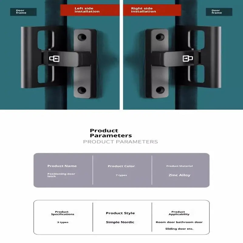 Latch Deadbolt Indoor Non-Punch Surface Mounted Door Lock Bathroom Sliding Door Buckle Snap Bolt Old-Fashioned Room Privacy Lock