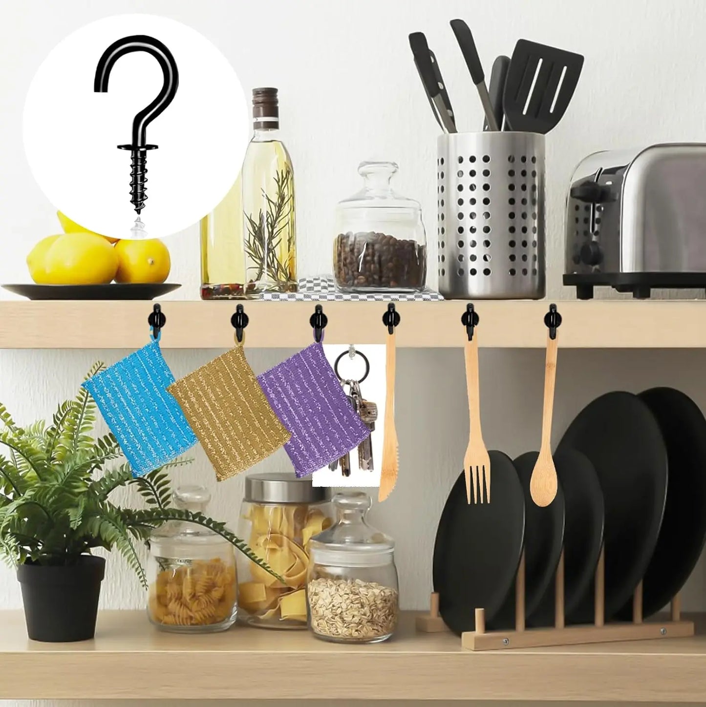 1000/50Pcs Mini Screw Hook Multifunctional Wall MountIron Screw-in Hanging Plants Holder Ceiling Hooks Cabinet Keys Cup Hanger