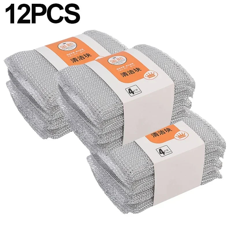 Wholesale Steel Wire Dishwashing Sponge Double Sided Cleaning Sponge Non-stick Oil Kitchen Dishcloth Reusable home Cleaning Tool