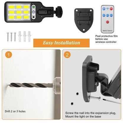 108COB Solar Street Lights Outdoor Waterproof Human Body Sensing Courtyard Garden Wall Household Lights Rural Road Wall Lights