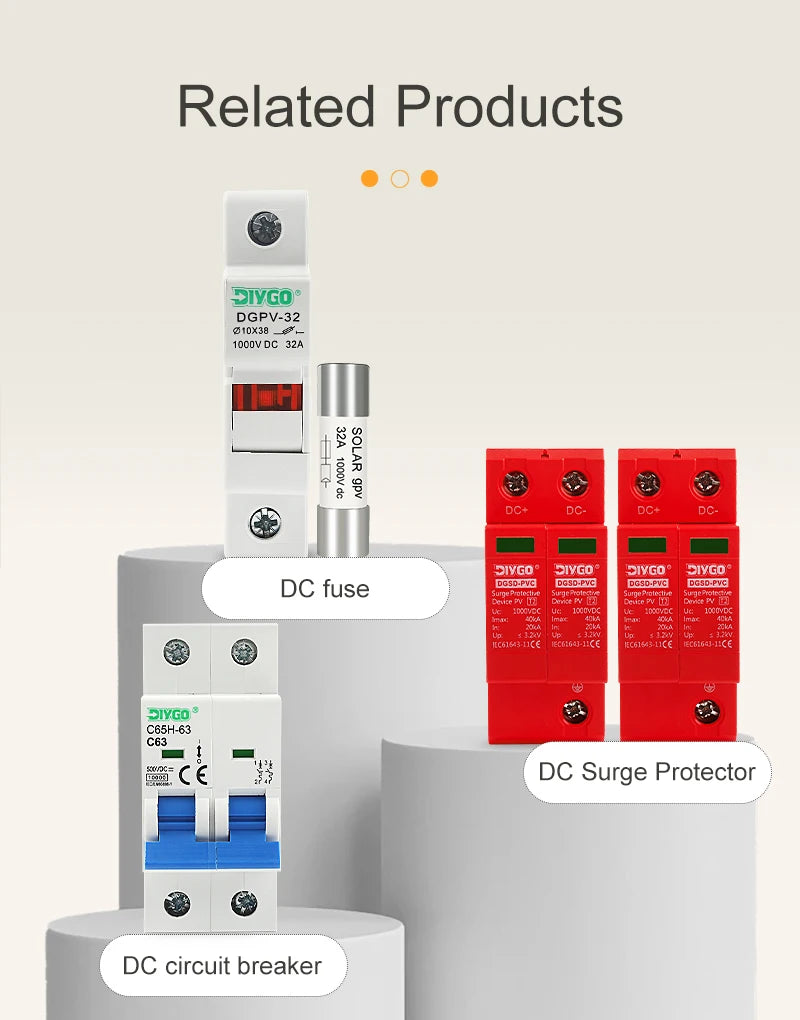 Solar Photovoltaic PV Combiner Box 500V 2 In 1 Out Lightning Protection DC Fuse MCB SPD IP65 Waterproof Outdoor Wall-Mounted