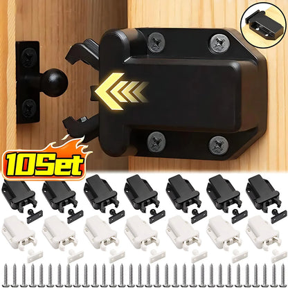 10/1Sets Non-Magnetic Touch Latch Cabinet Door Catch Push To Latch and Unlatch Furniture Cupboard Wardrobe Drawer Accessories