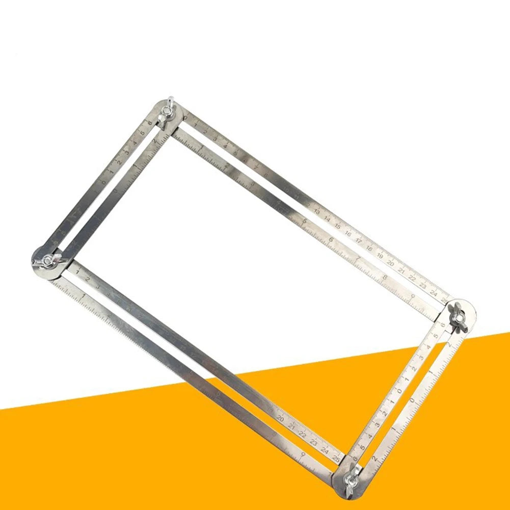 2pcs Multifunctional Four-fold Ruler Stainless Steel Folding Ruler Adjustable Angles Design For Woodworking Architecture