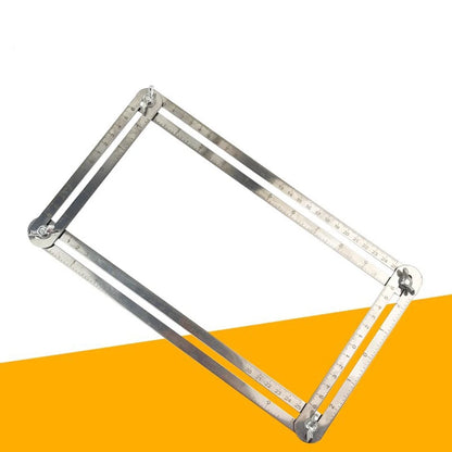 2pcs Multifunctional Four-fold Ruler Stainless Steel Folding Ruler Adjustable Angles Design For Woodworking Architecture