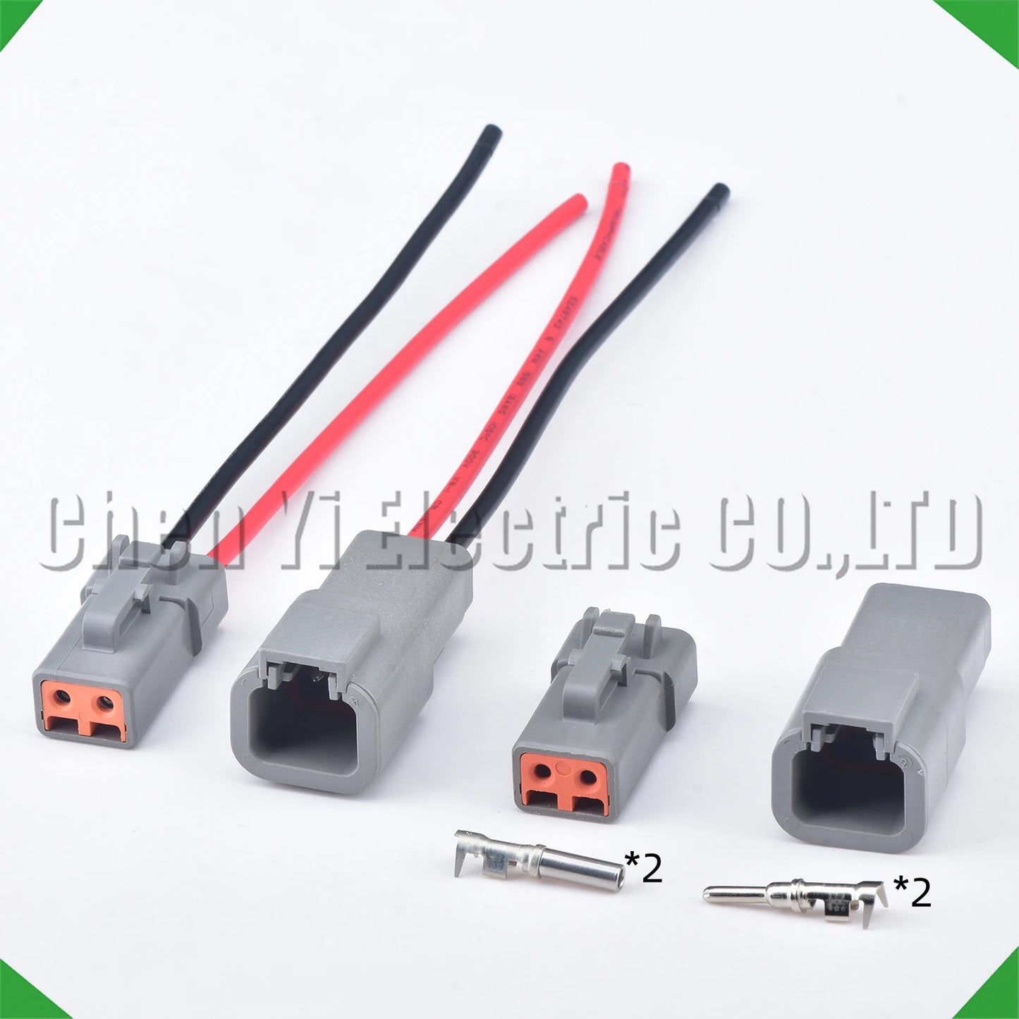 2 Pin DTP Grey Waterproof Connector DTP06-2S DTP04-2P 12AWG 15cm for Truck Cummins