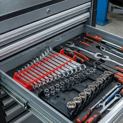 Red Wrench Organizer Plastic Wrench Organizer Tray Sockets Storage Tools Rack Sorter Standard Spanner Holders Wrench Holder