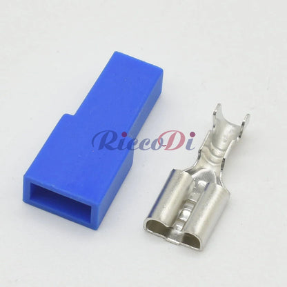 DJ7013B-6.3-21 Automotive Yellow Rectangular Connector — 6.3mm 1-Pin Jacketed Wiring Plug with Terminal
