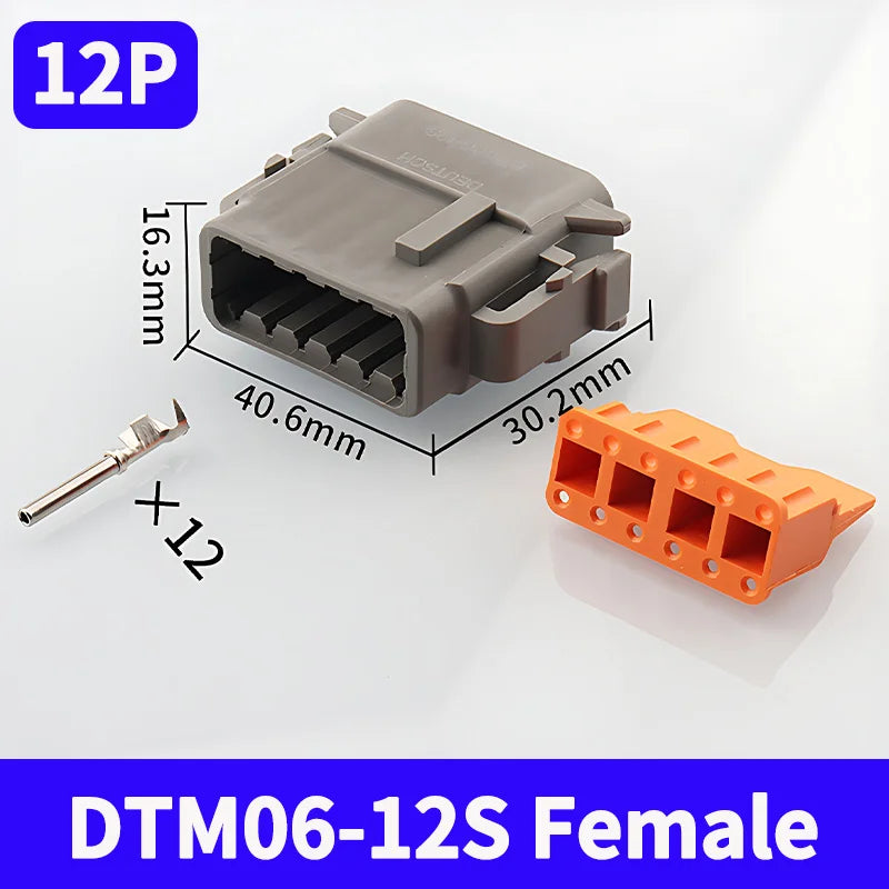 2-12 Pin Way Deutsch DTM Series Connector Male Female Docking Harness Plug 2P 3P 4P 6P 8P 12P DTM04-2P DTM06-2S