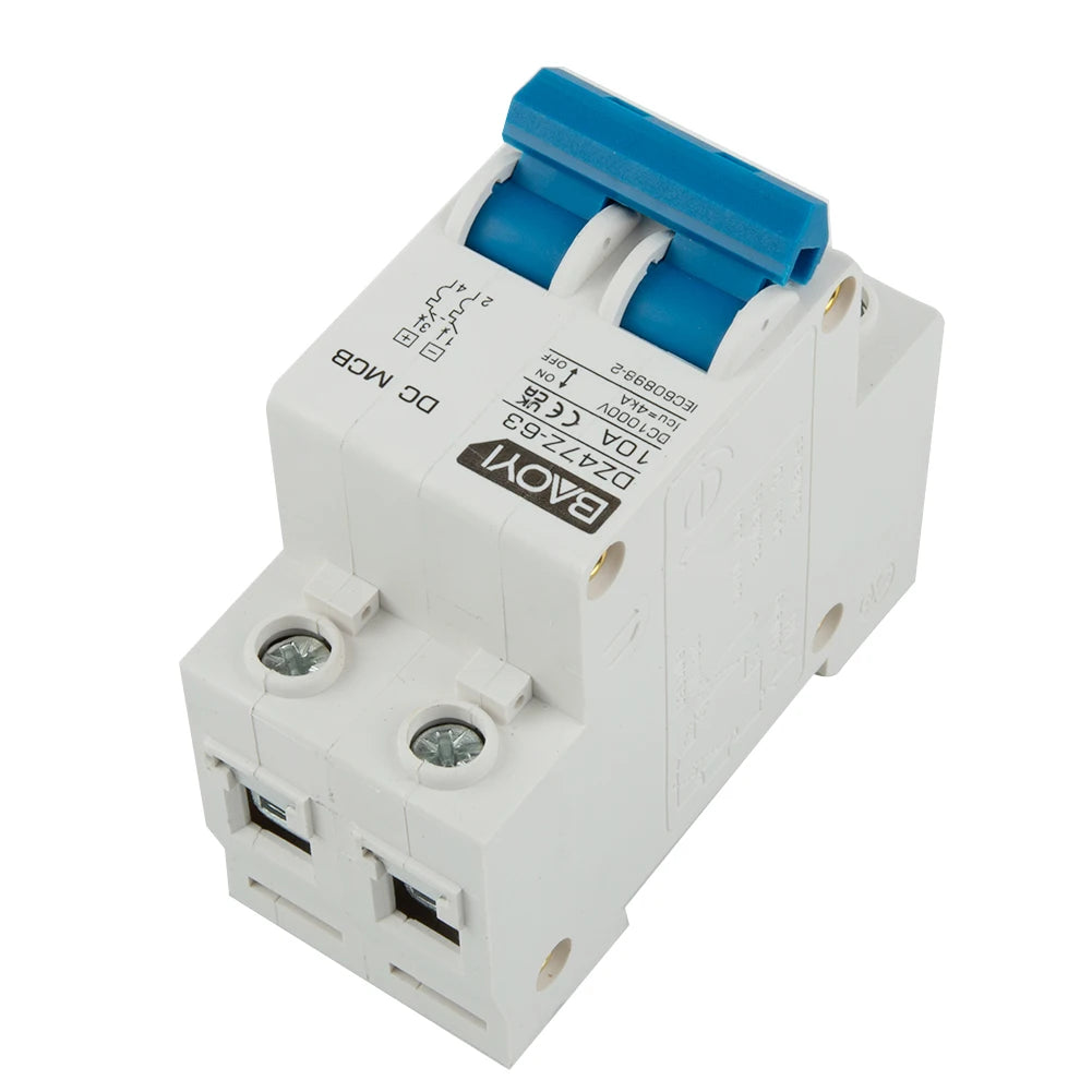 DC Miniature Circuit Breaker 2 Pole 1000V 32 Amp Isolator DC Disconnect Switch Thermomagnetic 10 A-63A 1.42 X 2.95 X 3.15 Inches