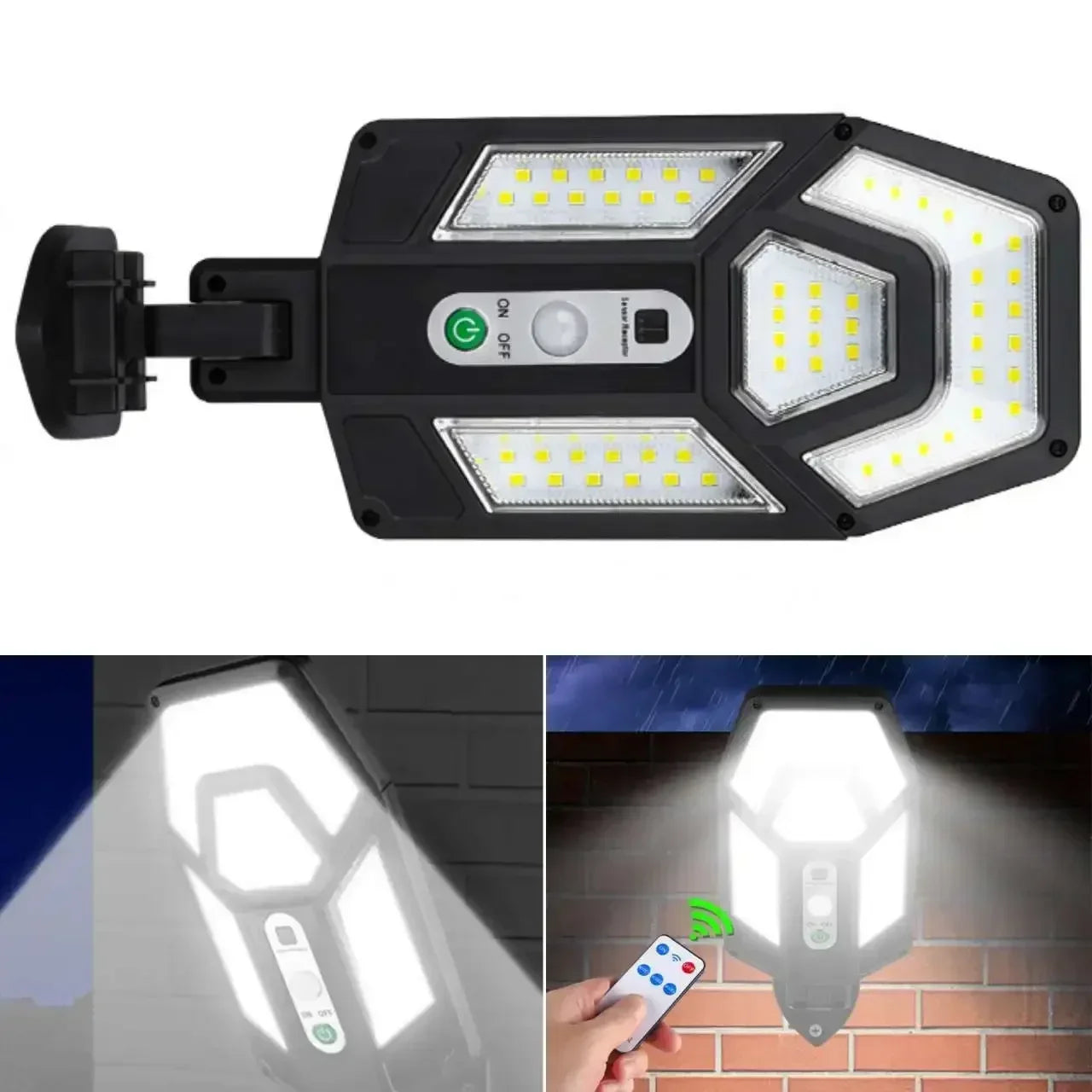 Super Bright Solar Wall Lamp 55LED Outdoor Sunlight Motion Sensor Street External Light Garden Yard Lantern with Remote Contro