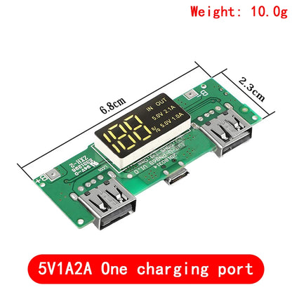 LED Dual USB 5V 2.4A Micro/Type-C Mobile Power Bank Charging Module with 18650 Lithium Battery Protection