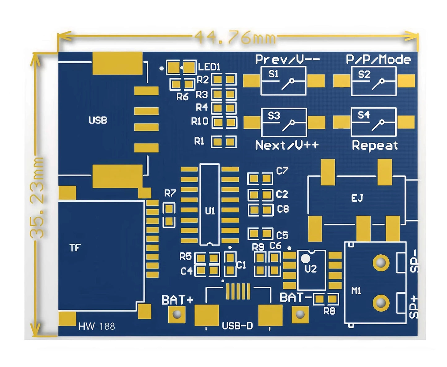 TF Card and USB MP3 Decoder Player Module with Amplifier, 3.7-5.5V Power, Micro USB/Type-C Input
