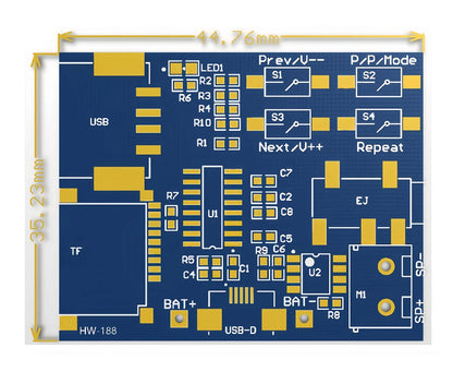 TF Card and USB MP3 Decoder Player Module with Amplifier, 3.7-5.5V Power, Micro USB/Type-C Input