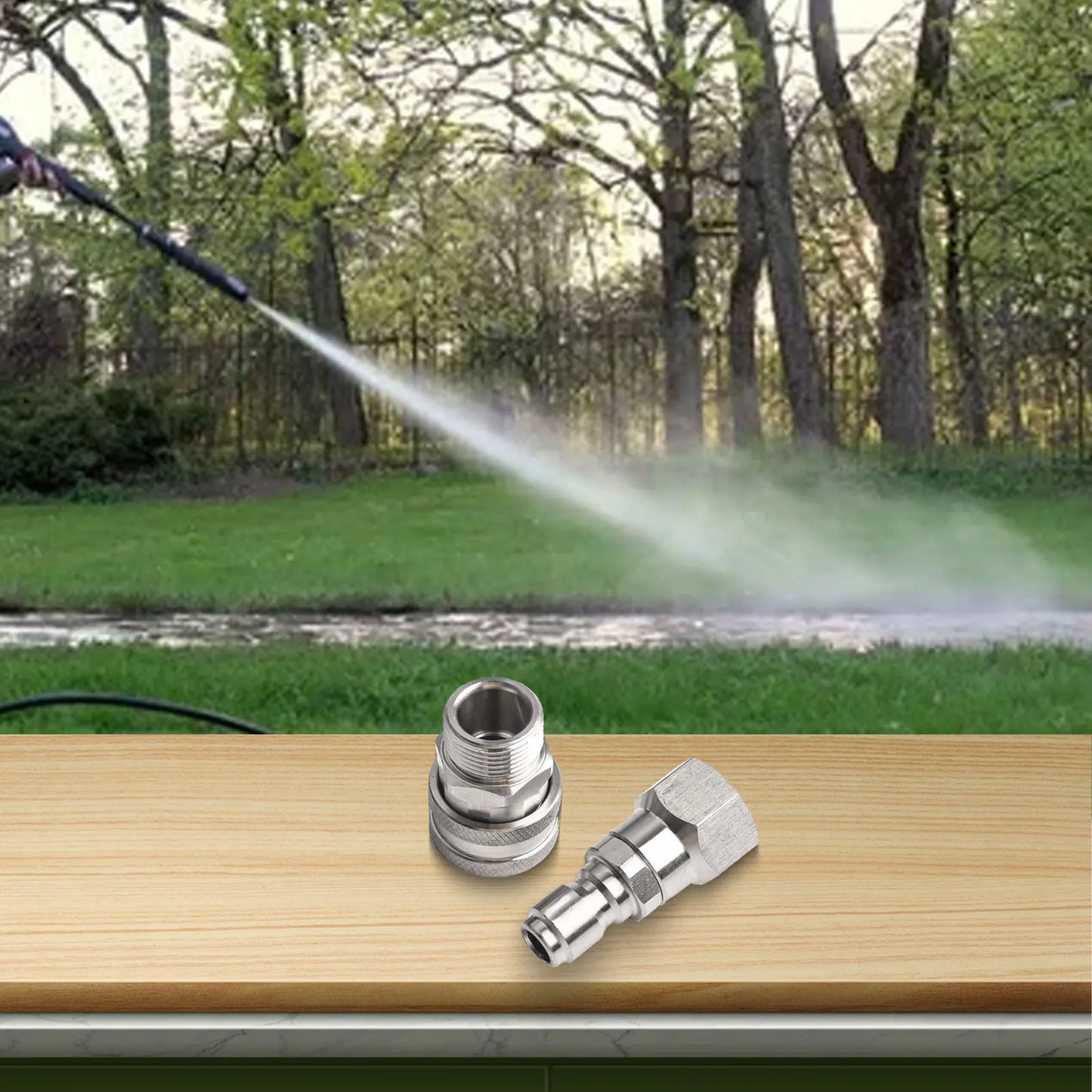 Pressure Washer Adapter Kit — 360° Rotation Male &amp; Female Quick Connector Set, Rust-Resistant Fittings