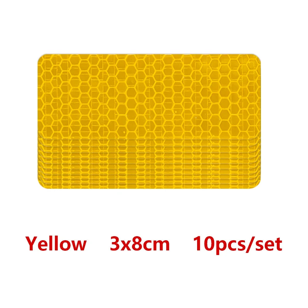 Car Bumper Reflective Safety Strip Stickers – Warning Reflector Tape for Auto Exterior & Interior (10pcs)