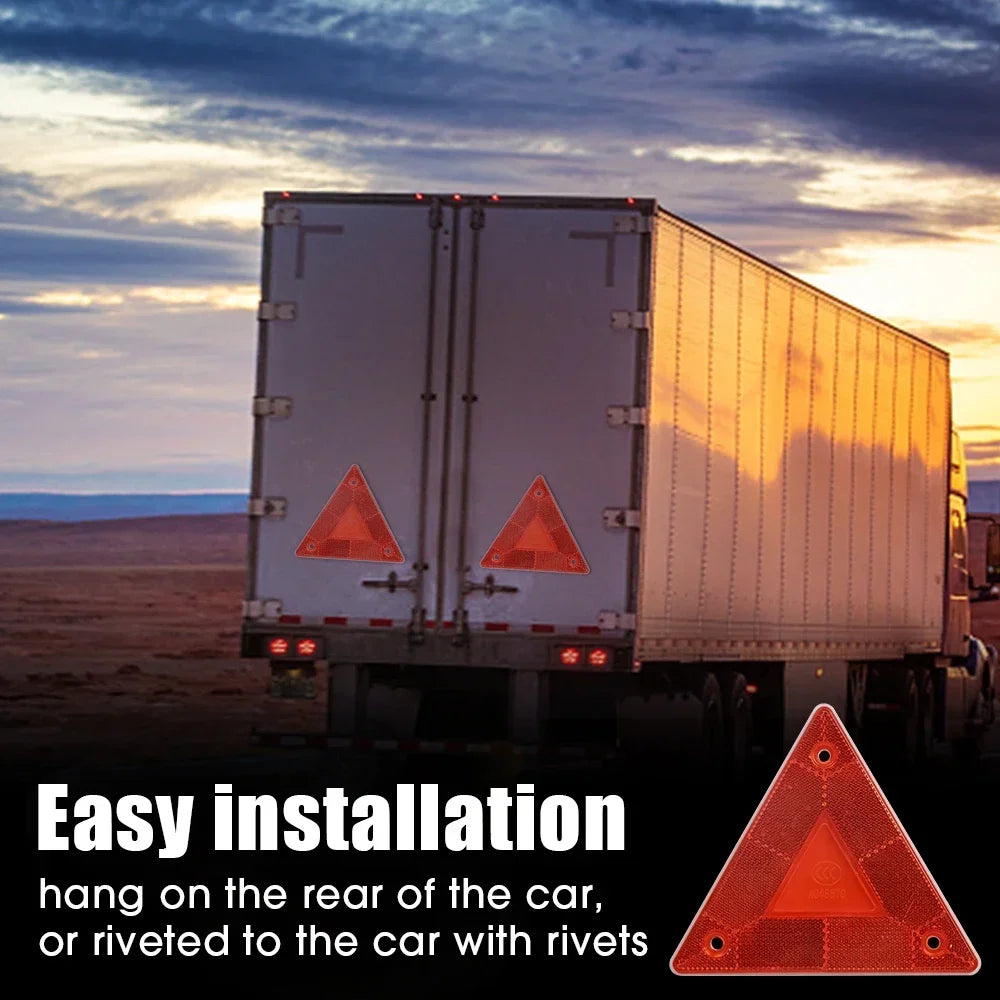 4/1pcs Triangle Warning Reflector Truck Stop Warning Sign Plate Rear Light Safety Reflective Sign Board Red Warning Reflector