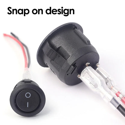 Mini Round Rocker Toggle Switch SPST 2-Pin 12V/24V with Wires – ON/OFF