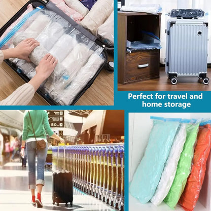 Reusable Travel Clothes Air Vacuum Bags Roll Up Compression Storage Bags For Suitcases Tops Pants Portable Foldable Storage Bags