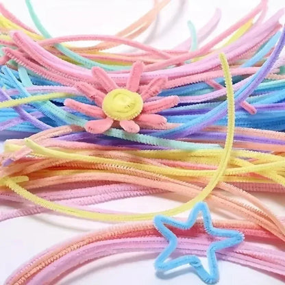 Wholesale Colorful Chenille Stems Pipe Cleaners Plush Tinsel Stem Wired Sticks Twist Stick Hair Strip DIY Craft Educational Toys