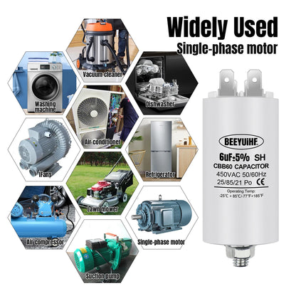 CBB60 Motor Start Capacitor 6µF–60µF 450VAC 50/60Hz with M8 Screw