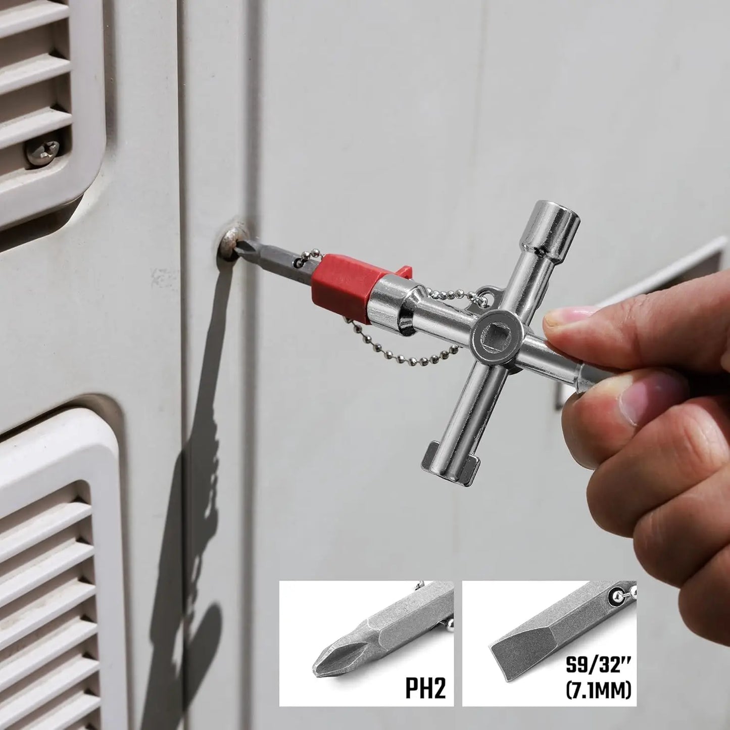 4in1 Silver Key Wrench Electrical Elevator Control Cabinet Valve Multi Purpose Zinc alloy Triangular Wrench Portable Hand Tools