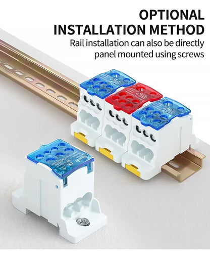 Din Rail Distribution Junction Box One in Seven Out Power Wire Electric Connector Terminal Block UKK 80A 125A 160A 250A 400A