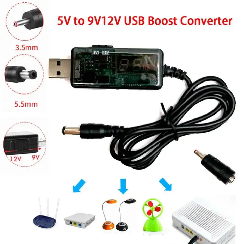 DC 5V To 9V 12V USB Step-up Converter Cable + 3.5x1.35mm Connecter USB Boost Converter For Power Supply/Charger/Power Converter