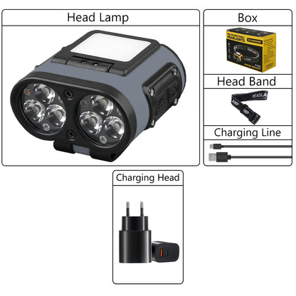 Multifunctional LED Headlamp Cap Clip USB Rechargeable Headlight