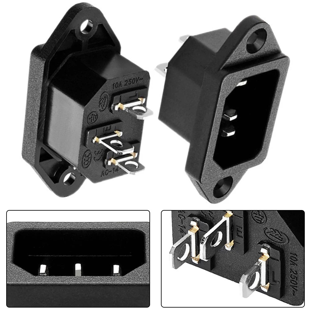 Power Connector 3 Pin Charging Socket AC-04 Built-in Male Female Rated 250V 10A for Battery and Electrical Use
