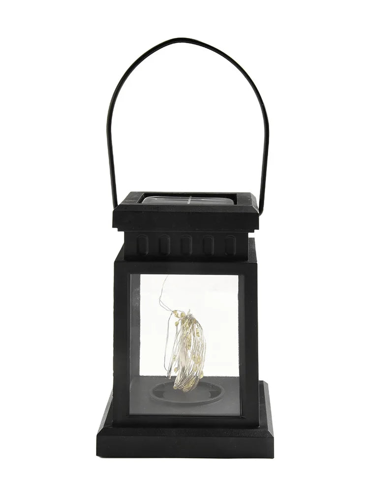 1pc LED Lantern Lamp Outdoor Garden Warm Light Waterproof Solar Powered Golden Copper Wire Hanging Lightweight