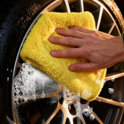 Multifunction Absorbent Microfiber Car Wash Towel Drying Cloth Rag for Auto Detailing Cleaning Polishing Waxing 45x30cm Yellow