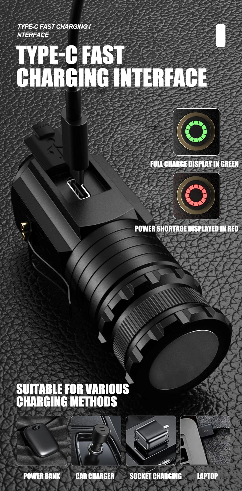 Powerful LED Flashlight GT60 High Power Tactical Zoomable Torch USB Rechargeable Outdoor Camping Lantern with Power Display