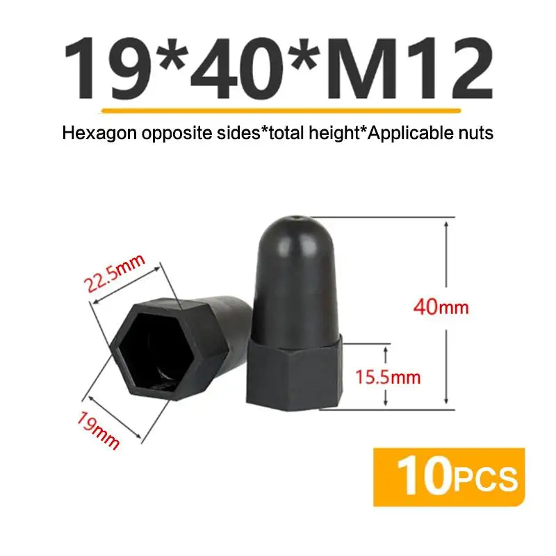 New 10PCS Lengthen Nut Cap Hexagonal Nut M6 M8 M10 M12PE Plastic Nut Protection Caps Hex Screw Protective Sleeve