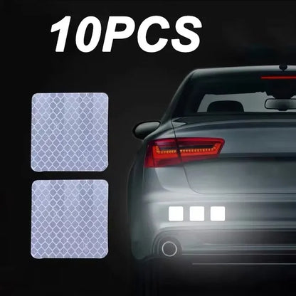 Car Bumper Reflective Safety Strip Stickers – Warning Reflector Tape Decals for Auto Exterior (10pcs/Set)