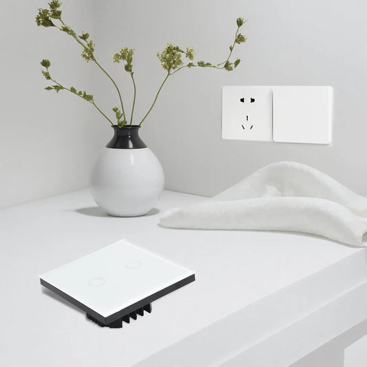 2-Gang Touch Switch Touch Dimmer Switch Office Lighting Home Decor 30 -90 Brightness Dimming No Neutral Wire Required