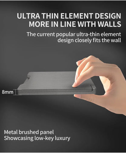 Fireproof 13A Wall Outlet 8mm Stainless Steel UK EU US FR Universal Power Socket Single Double Gang DIY